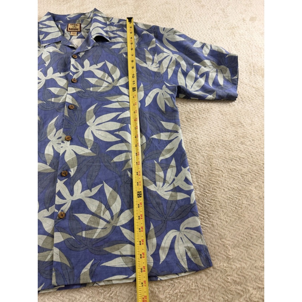 Tommy Bahama Mens Large 100% Silk Blue Green Leaf Print Camp Shirt Tropical L - Picture 4 of 16